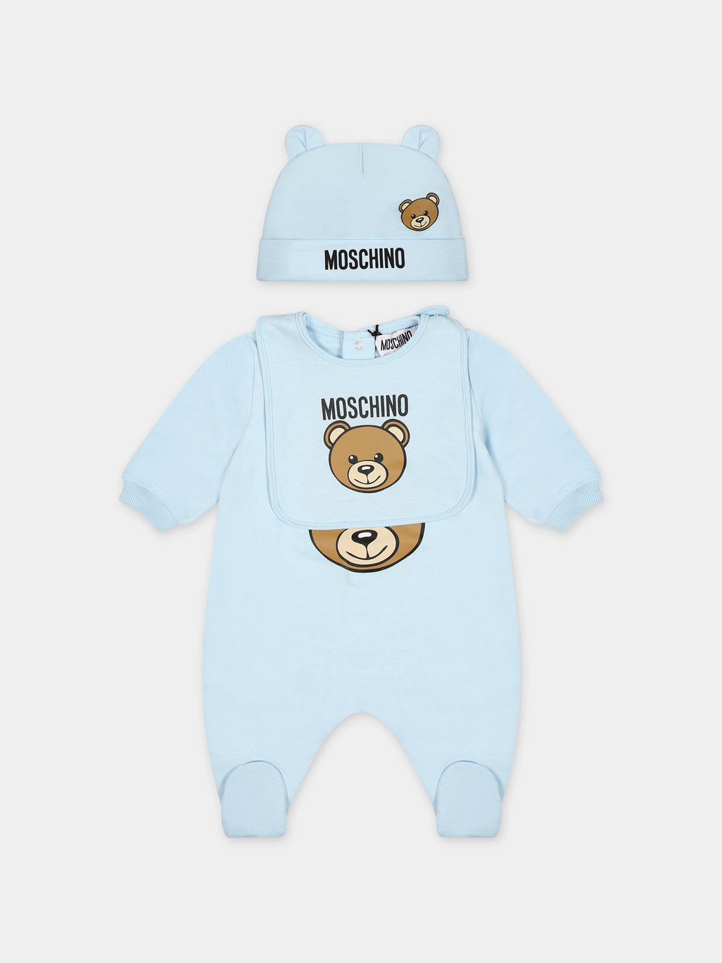 Light blue set for baby boy with Teddy Bear